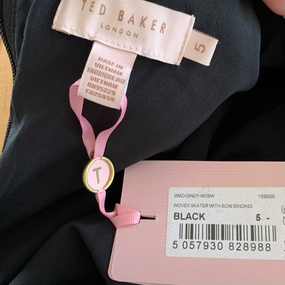 Ted Baker Dress Dindy Skater Bow Fit And Flare Black Contrast Trim Size 5 US 12 - Picture 5 of 8